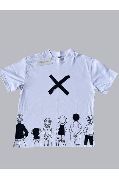 OEM Tricou supradimensionat, alb, 100% bumbac, imprimeu modern, modă urbană, mărime XL