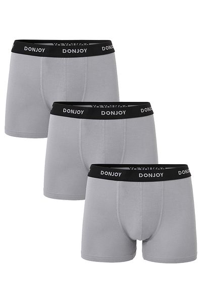don joy Men's 3-Piece Bamboo Gray Boxers with Elastic Waist