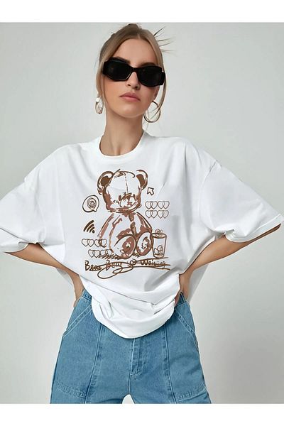 MARKATEM tricou oversize unisex cu imprimeu panda
