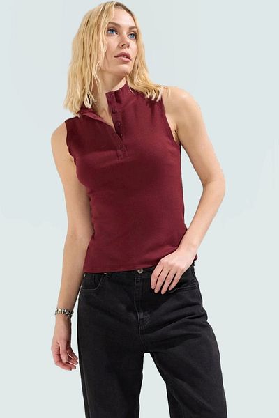 PayBuy Women's Fitted Sleeveless Modal Blouse Stand Collar Summer Comfortable and Stylish Use Special Design