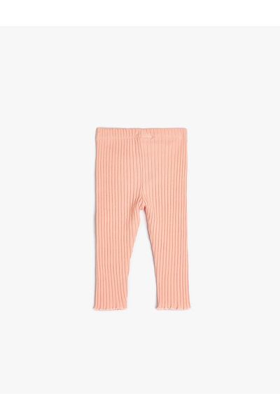 Koton Baby Girl Basic Ribbed Leggings Elastic Waist Cotton - 4Smg40022Ak Orange