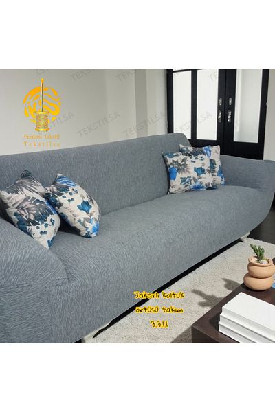 Tekstilsa Jacquard 3 3 1 1 Stone-Gray Elastic Sofa Cover |   Elastic Seat Cover |   Seat Cover Set Gray