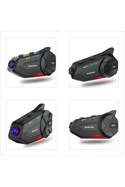 DuoLink X97 Plus İnterkom Motosiklet Kameralı 6 Kişi Grup Bluetooth Kask Intercom Video Kayıt Kulaklık