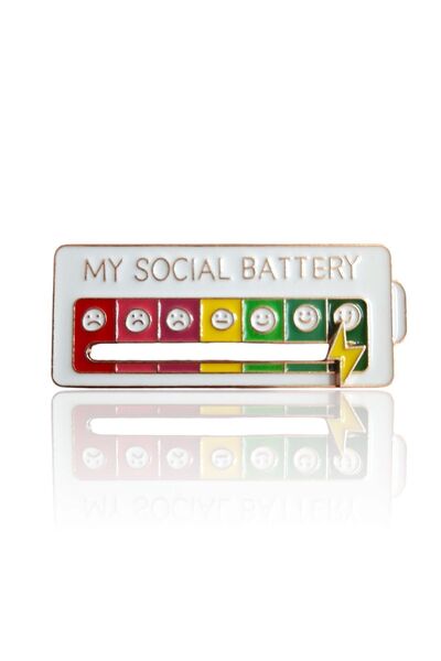 KYLE XM My Social Battery Hareketli Rozet Pin, Broş, Ruh Halinizi Yansıtın En...