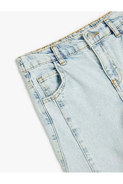 Koton Girl's High Waist Cotton - Boyfriend Jean 5Skg40014Ad Light Indigo