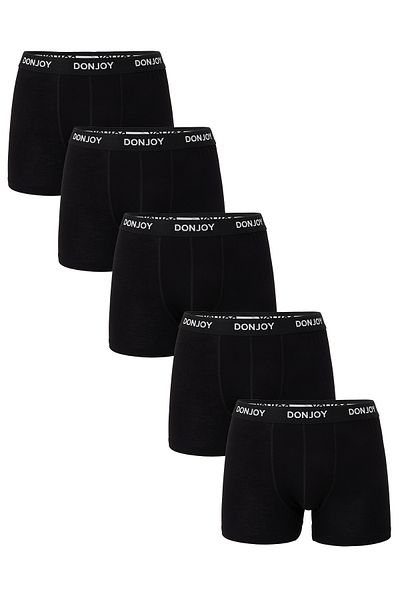 don joy Men's 5-Piece Bamboo Black Boxers with Elastic Waist