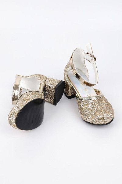 Le Mabelle Gold Glitter Heeled Girls' Shoes
