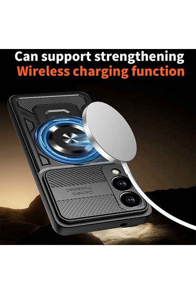 SKYDDAR INNOVATION Case for Samsung Galaxy S25 Edge, RuggedCam, Anti-shock magnetic ring, sticker set, Gray