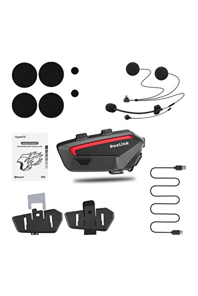 DuoLink X02 İnterkom Bluetooth 6 Kişi Grup Motosiklet Kulaklık Müzik Paylaşımı Kask Intercom Sesli Yanıt