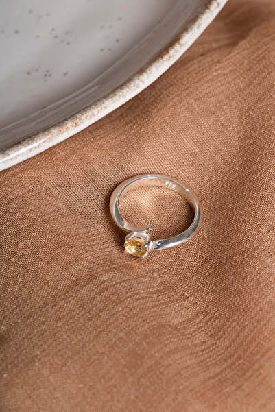 OSMANLI DEĞERLİ TAŞ SERTİFİKALI Sitrin Doğal Taş Yüzük 925 ayar gümüş