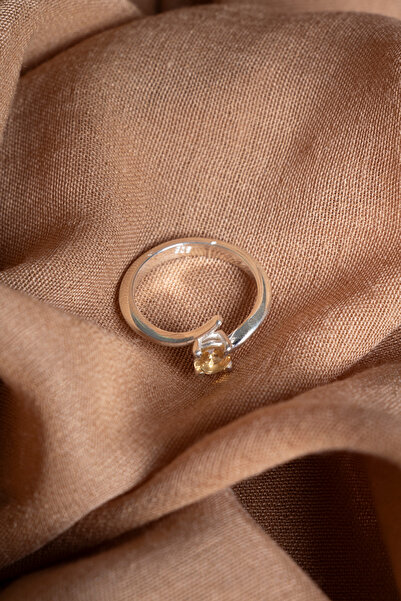 OSMANLI DEĞERLİ TAŞ SERTİFİKALI Sitrin Doğal Taş Yüzük 925 ayar gümüş