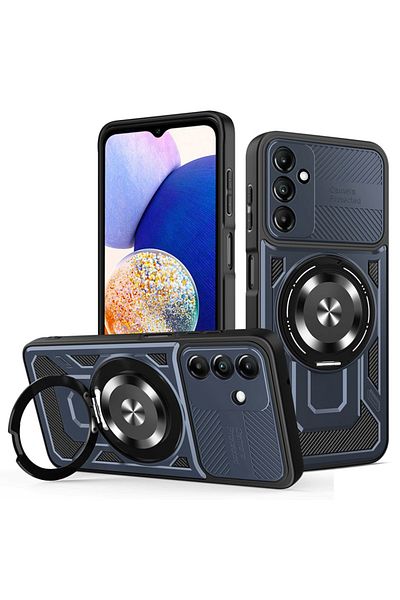 SKYDDAR INNOVATION Husă pentru Samsung Galaxy S24 FE, RuggedCam, inel magnetic antișoc, set de autocolante, albastră