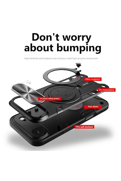 SKYDDAR INNOVATION Case for IPhone 17 Air, CamGuard Pro, Magnetic Ring, Camera Protection, Sticker Set, Red