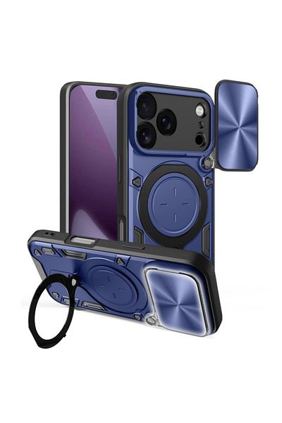 SKYDDAR INNOVATION Husă pentru iPhone 17 Pro, CamGuard Pro, inel magnetic, protecție cameră, set autocolante, albastră