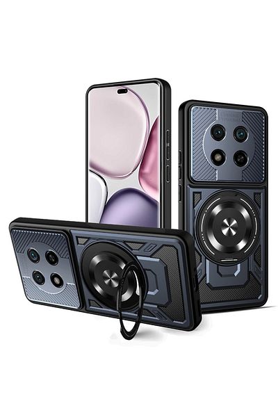 SKYDDAR INNOVATION Carcasă pentru Honor X9c / Magic7 Lite, RuggedCam, inel magnetic anti-șoc, set de autocolante, albastră