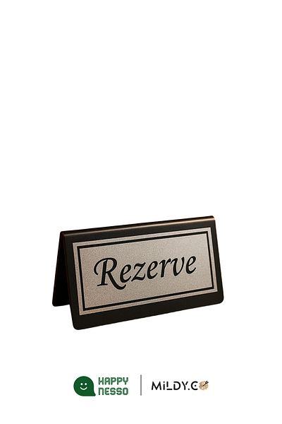 Happynesso Black Plexi Top Double Direction Silver Metal "Reserve" Lettering from Table Writing Series - 100 mm X 50 mm