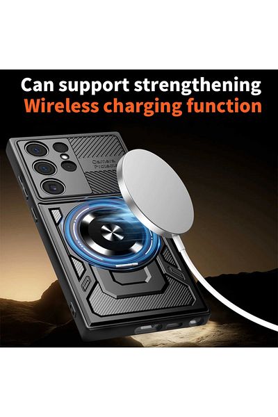 SKYDDAR INNOVATION Case for Samsung Galaxy S25 Ultra, RuggedCam, Shockproof magnetic ring, sticker set, Gray