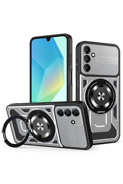 SKYDDAR INNOVATION Case for Samsung Galaxy A16 4G / A16 5G, RuggedCam, Anti-shock magnetic ring, sticker set, Gray