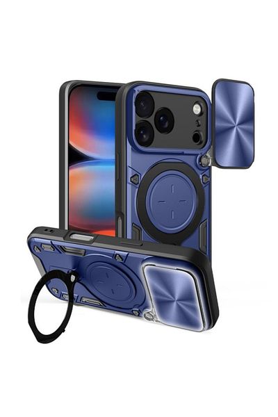 SKYDDAR INNOVATION Carcasă pentru iPhone 17 Pro Max, CamGuard Pro, inel magnetic, protecție cameră, set autocolante, albastru