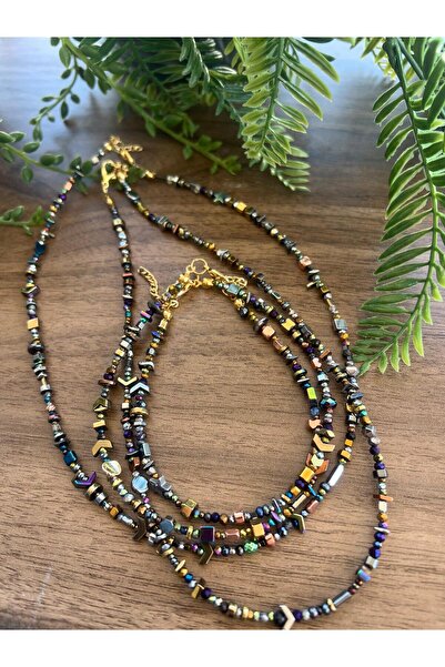 Doğaltaş قلادة الهيماتيت المختلط بالحجر الطبيعي