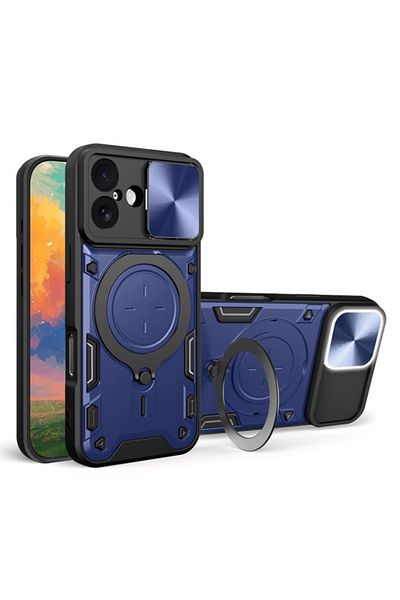 SKYDDAR INNOVATION Carcasă pentru iPhone 17, CamGuard Pro, inel magnetic, protecție cameră, set autocolante, albastru