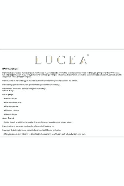 LUCEA Ranko Tekli Aplik Koyu Altın 1xe27