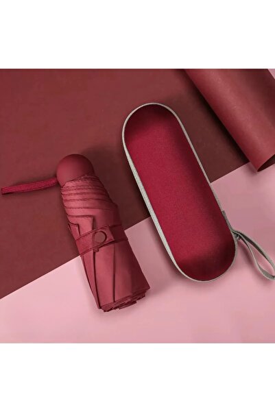 blisspremium Özel Kılıflı Bordo Şemsiye (KAPSÜL ŞEMSİYE) Bordo