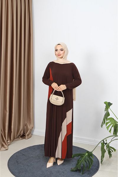NİSUM MODA Rainbow Patterned Sandy Dress