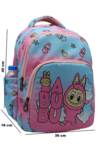 Bevitton İlk Okul Çanta 3'lü Seti Kız Çocuk ilkokul Çantası Labubu Karakter Desenli