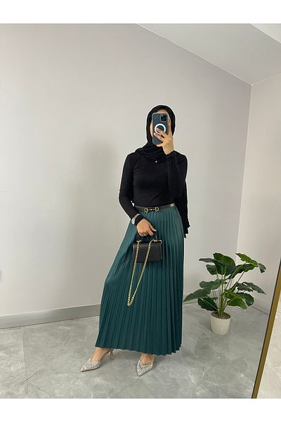 NİSUM MODA Δερμάτινη πλισέ φούστα