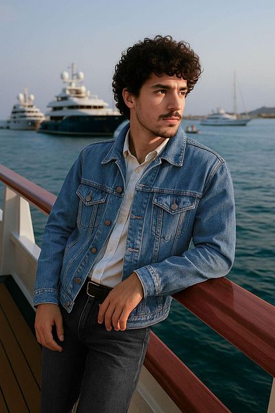 BANNY JEANS Ανδρικό τζιν μπουφάν μπλε με κανονική εφαρμογή