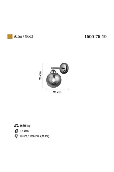 LUCEA Ranko Tekli Aplik Koyu Altın 1xe27