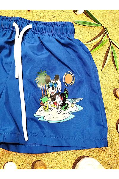 MİLAYS LİFE HOME COLLECTİON Pantaloni scurți de baie din plasă din plasă pentru băiat cu model Mikifare