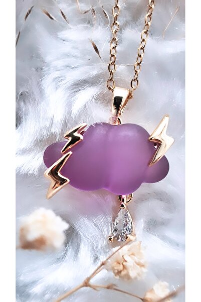 Serenity Bulut Şimşek Figürlü Renkli Taş Çelik Kolye