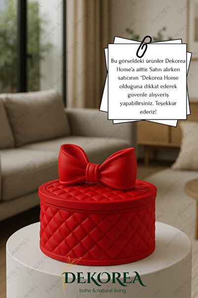 DEKOPOR Luxe Bow Yuvarlak Kapaklı Dekoratif Saklama Kutusu – Şık Organizer & ...