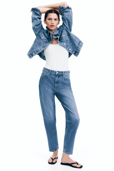 H&M Tapered High-Waist Ankle Jeans