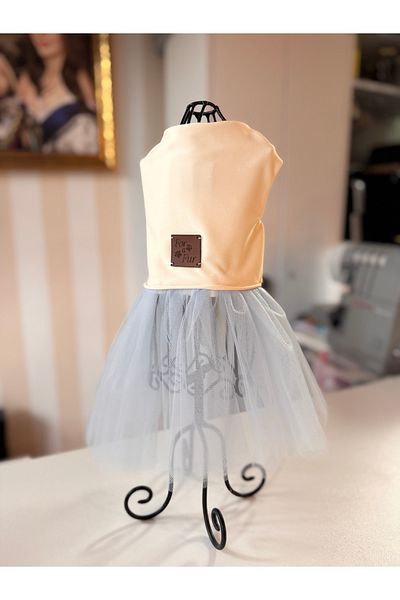 For a Fur Cat Dog Tutu Dress Cream Baby Blue