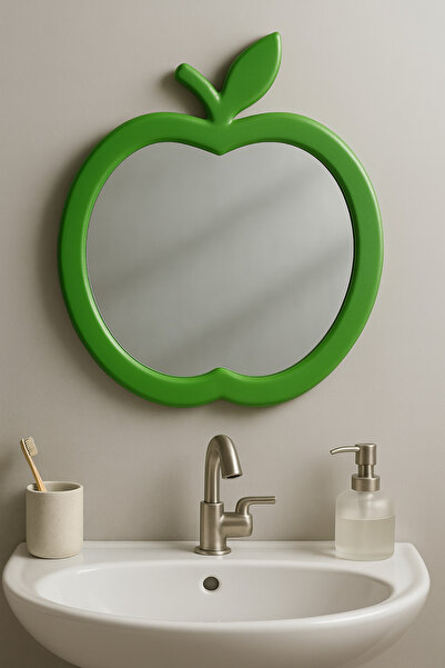 hilal kimya Elma Figürlü Lavabo Aynası | Anaokulu, Kreş ve Okullar İçin | Kırmızı | 73×62 cm