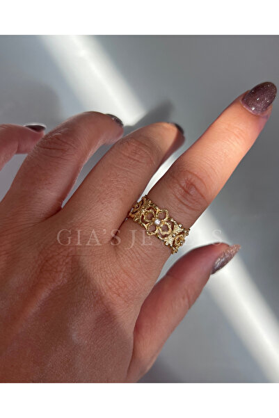 Generic Altın Kaplama Ayarlanabilir Çiçek Motifli Yüzük – Kadın Boho Takı | Bloom Yüzük
