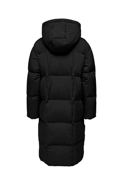 ONLY Vilma down Long Coat Women's Black Hooded Coat