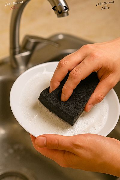 LİGROUND Extra Strong 5 Pieces Black Classic Dish Sponge Glitters Panthera Edition Dish Sponge