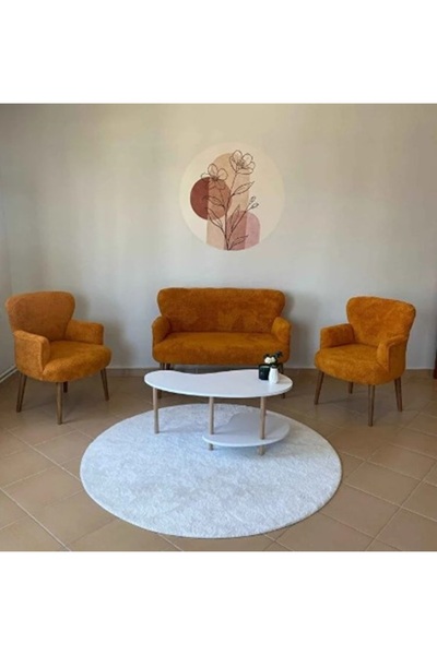 Azra Mobilya Azra Aksesuar Çay Seti Oturma Grubu, Puffy Kumaş, Koltuk Takımı,...