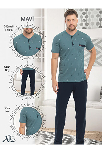 Alcteks Doğal & Serin: Kısa Kollu Erkek Pijama – %100 Pamuklu, Mevsimlik Takım