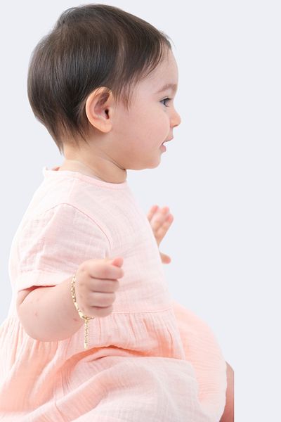 ÇİTİL Organic Muslin Pink Short Sleeve Baby Dress 6-9Ay 24-36Months