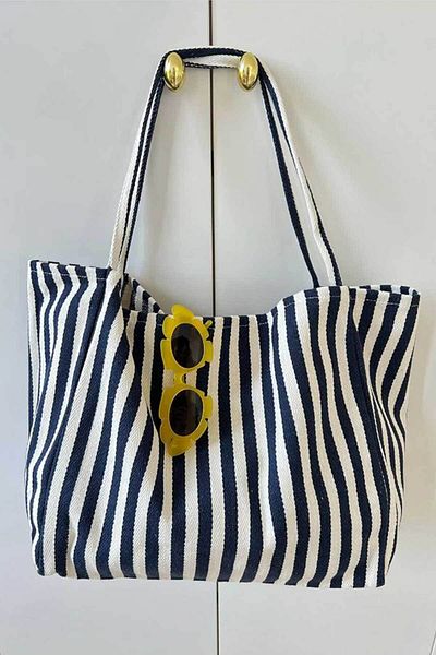 Woys Bags Тъкана плажна чанта с райета