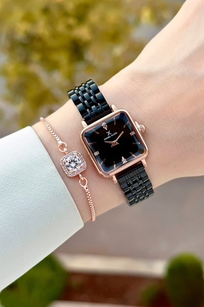 Daniel Klein Case Rose Cord Black Color Adjustable Cord 24 mm Women's Wrist W...