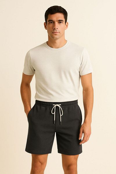 Sarkastik& Men's Smoked Cotton Slim Shorts Alc010033
