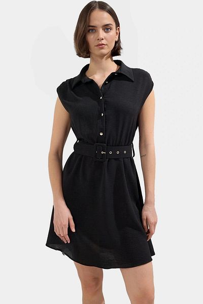PayBuy Women's Short A-Line Dress with Belt Polyester Woven Casual Style Professional Look Perfect Fit