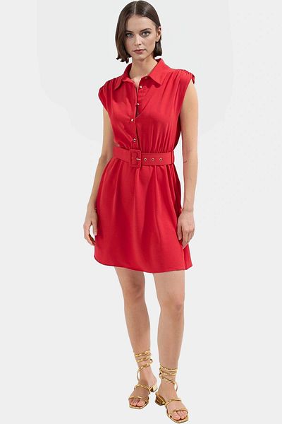 PayBuy Women's Short A-Line Dress with Belt Polyester Woven Casual Style Professional Look Perfect Fit