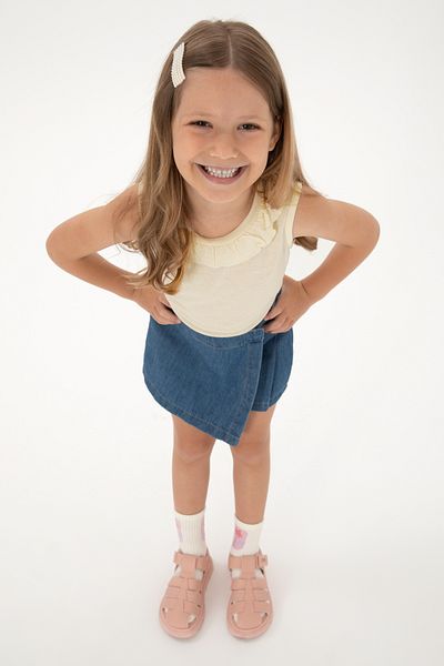 U.S. Polo Assn. Girls' Cream Crew Neck Ruffle Detail Sleeveless T-Shirt 50306242-Vr071